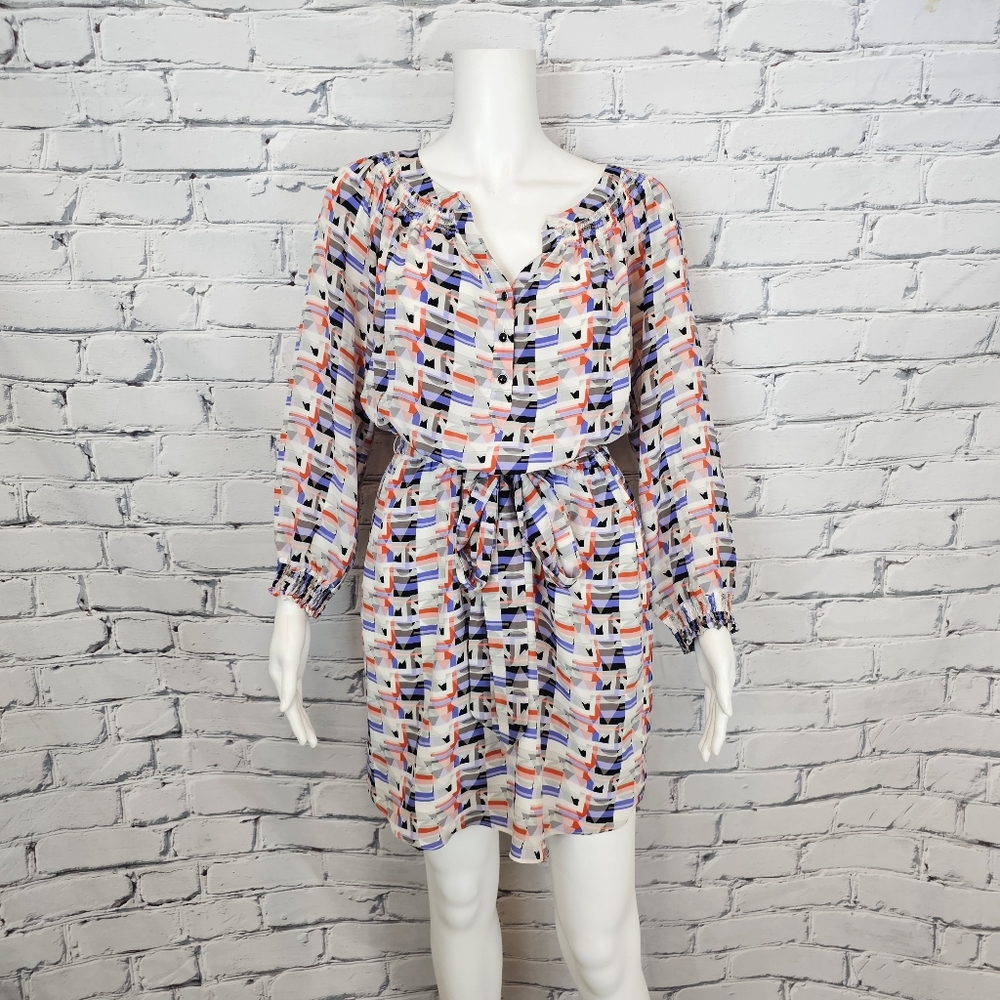 Shoshanna Geometric Print Silk Dress